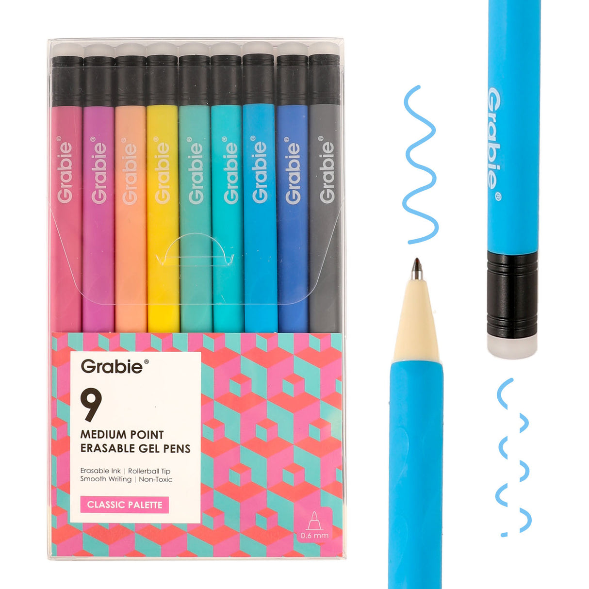 Grabie Medium Point Erasable Gel Pens - Classic Palette
Explore endless creativity with our Medium Point Erasable Gel Pen Sets, featuring vibrant colors across four unique palettes. Perfect for note-taking, journaling and more.
VIBRANT COLOR COLLECTION - Elevate your creativity with our Medium Point Erasable Gel Pen Sets, featuring four unique palettes: Classic for timeless hues, Whimsical Whirls for pastels, Rustic Reverie for warm Morandi tones, and Lavender Dreams for dreamy blues and purples.
SMOOTH