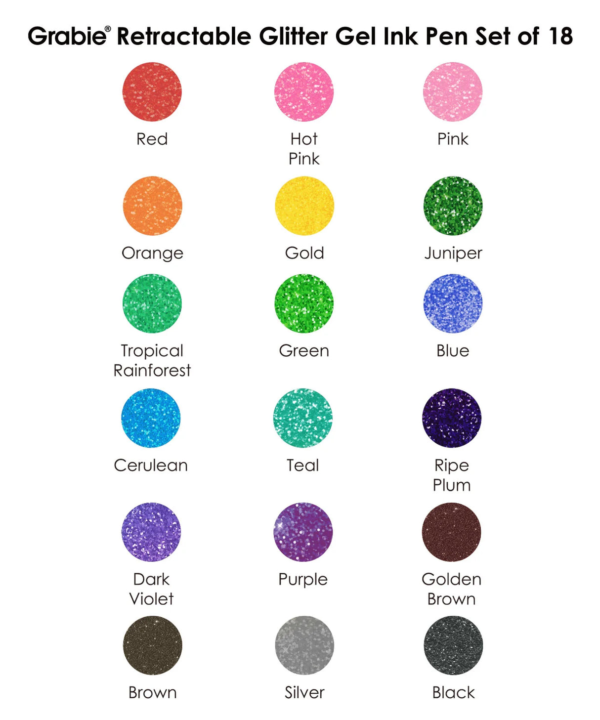 Get ready to elevate your artwork with the Retractable Glitter Gel Ink Pen Set of 18. This collection delivers a dazzling spectrum of vibrant color and captivating sparkle, perfect for everything from adult coloring and journaling to intricate craft projects. Designed for immediate inspiration, these pens feature a seamless push-button design and a precision 1.0mm tip for smooth, skip-free glitter lines every time.