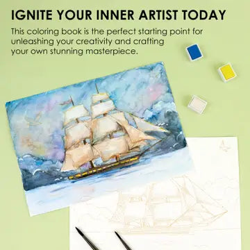 Grabie Watercolor Coloring Club Box - Landscape
A Landscape Coloring Journey – Perfect for nature lovers! This bundle includes a portable watercolor set and a beautifully illustrated coloring book, ideal for all skill levels. Enjoy a relaxing coloring experience.
Perfect Pairing for Nature Lovers – Thoughtfully designed, this set features a 12-color watercolor pocket set, curated with shades that capture the essence of nature, and a 15-sheet, 140LB landscape-themed watercolor coloring book.