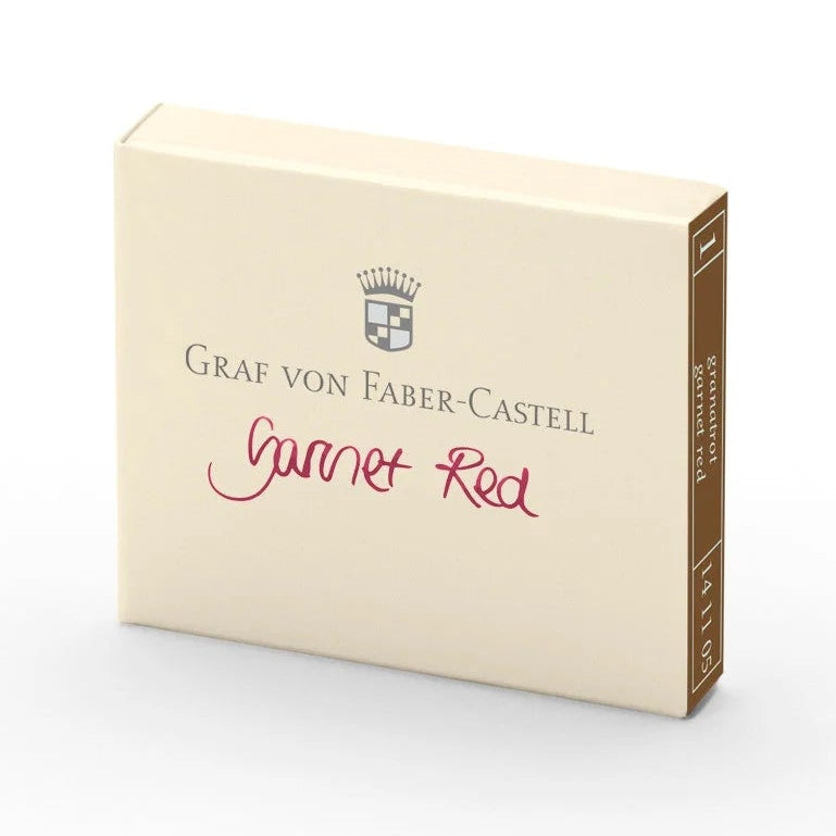 Each pack of Graf Von Faber-Castell cartridges come with 6 ink cartridges. These inks are document proofed: smudge-resistant, reproducible, light-fast and waterproof, cannot be erased and is resistant to many chemicals and solvents. Highest-quality ingredients.
Each cartridge is 0.86 ml.
6 ink cartridges
