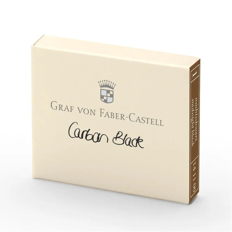 Each pack of Graf Von Faber-Castell cartridges come with 6 ink cartridges. These inks are document proofed: smudge-resistant, reproducible, light-fast and waterproof, cannot be erased and is resistant to many chemicals and solvents. Highest-quality ingredients.
Each cartridge is 0.86 ml.
6 ink cartridges