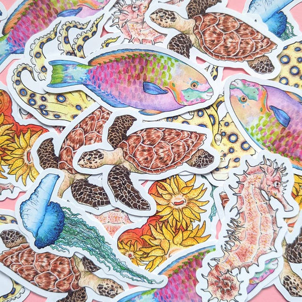 Bulk Verbinding schildpad Great Barrier Reef Stickers - Set of 6