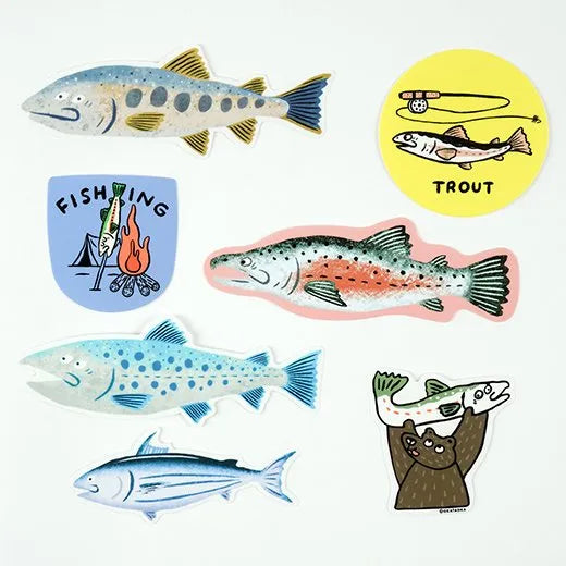 Greeting Life Fishing Club Sticker Pack - 7 Vinyl Stickers