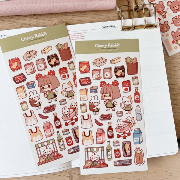 Cherry Rabbit Grocery Store Washi Sticker Sheet