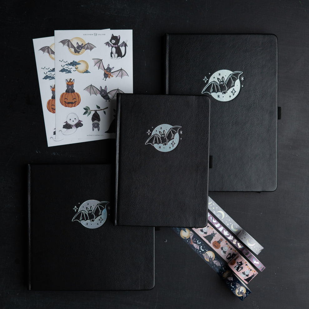Archer and Olive - Cute Bat Dot Grid Notebook