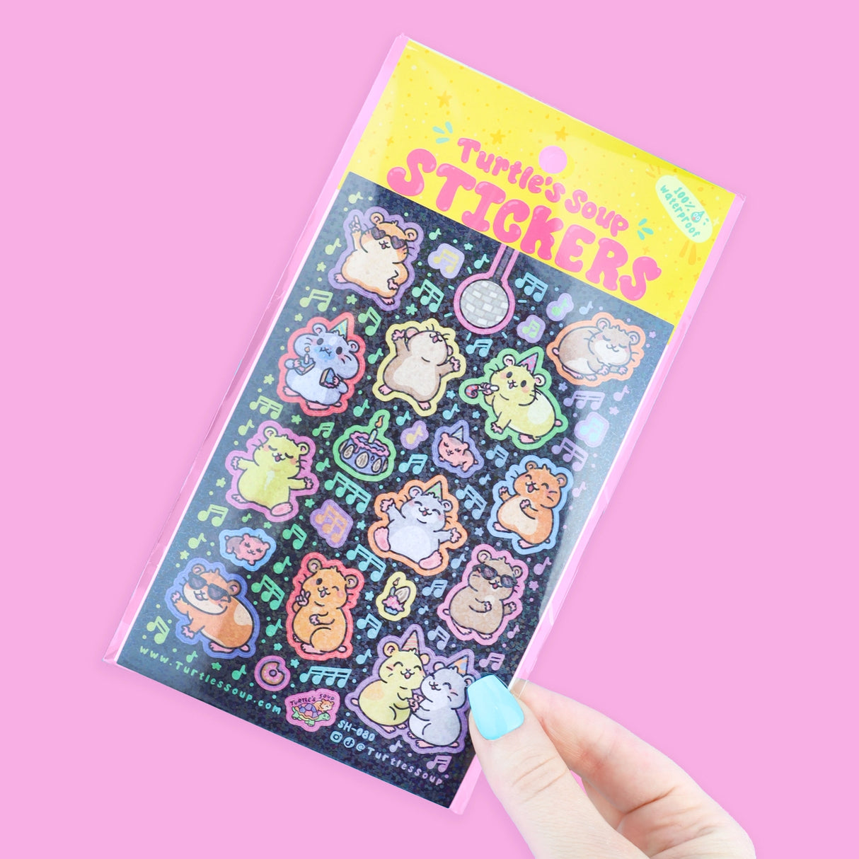 🐢 Our Kiss Cut Sticker Sheets are 4 inches by 6 inches and include one (1) sheet per package, with 10 to 20 individual waterproof, stickers on each.
🐢 Each sheet is enclosed in a sleeve with an art backing card and are retail-ready!
🐢 Stick them on water bottles, laptops, cars, coolers, helmets, skateboards, or just about any flat surface you can think of. 
