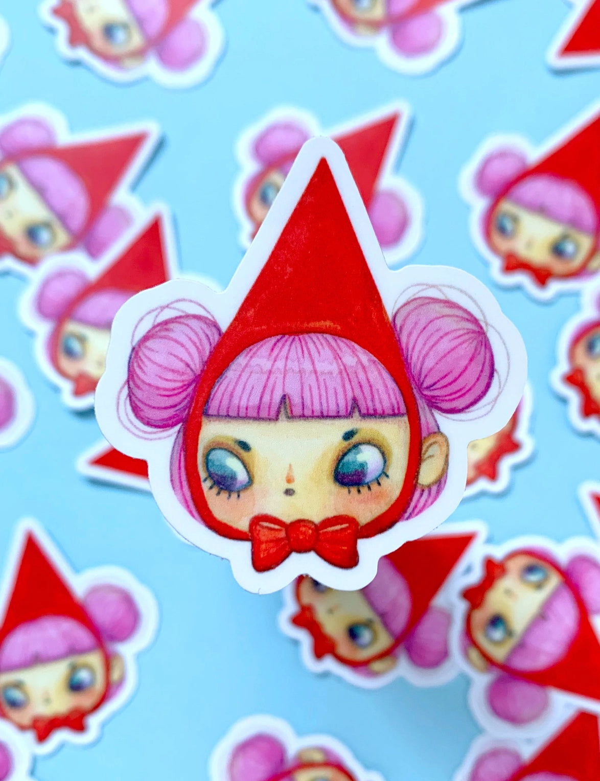 "Bubblegum" Vinyl Sticker made from Hannakin illustration.
Made from a durable vinyl with a laminate that protects it from scratching, rain and sunlight.
Sticker measures 50mm x 55mm.