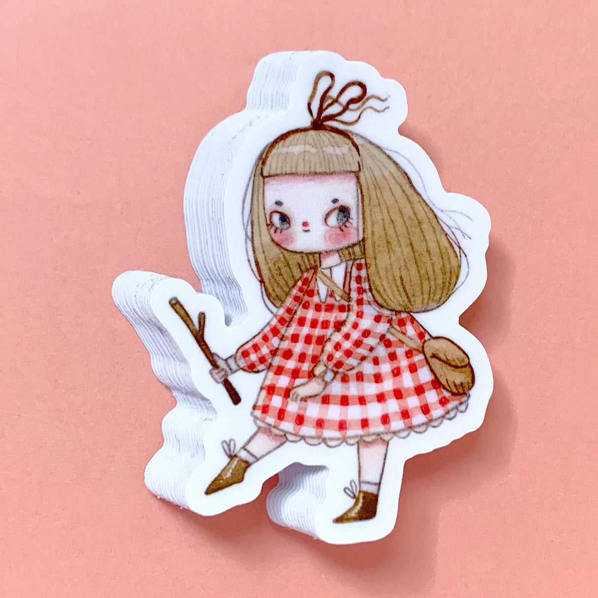 "Twiggy" Vinyl Sticker made from Hannakin illustration.
Made from a durable vinyl with a laminate that protects it from scratching, rain and sunlight.
Sticker measures 45mm x 65mm.