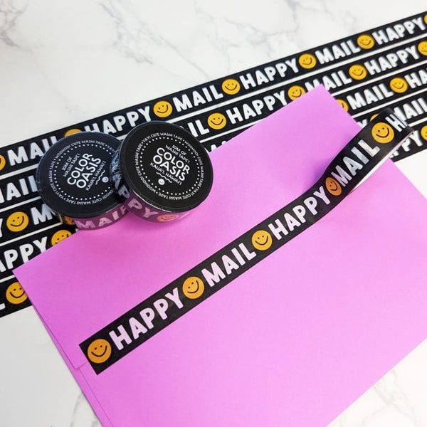 Happy Mail Black Washi Tape