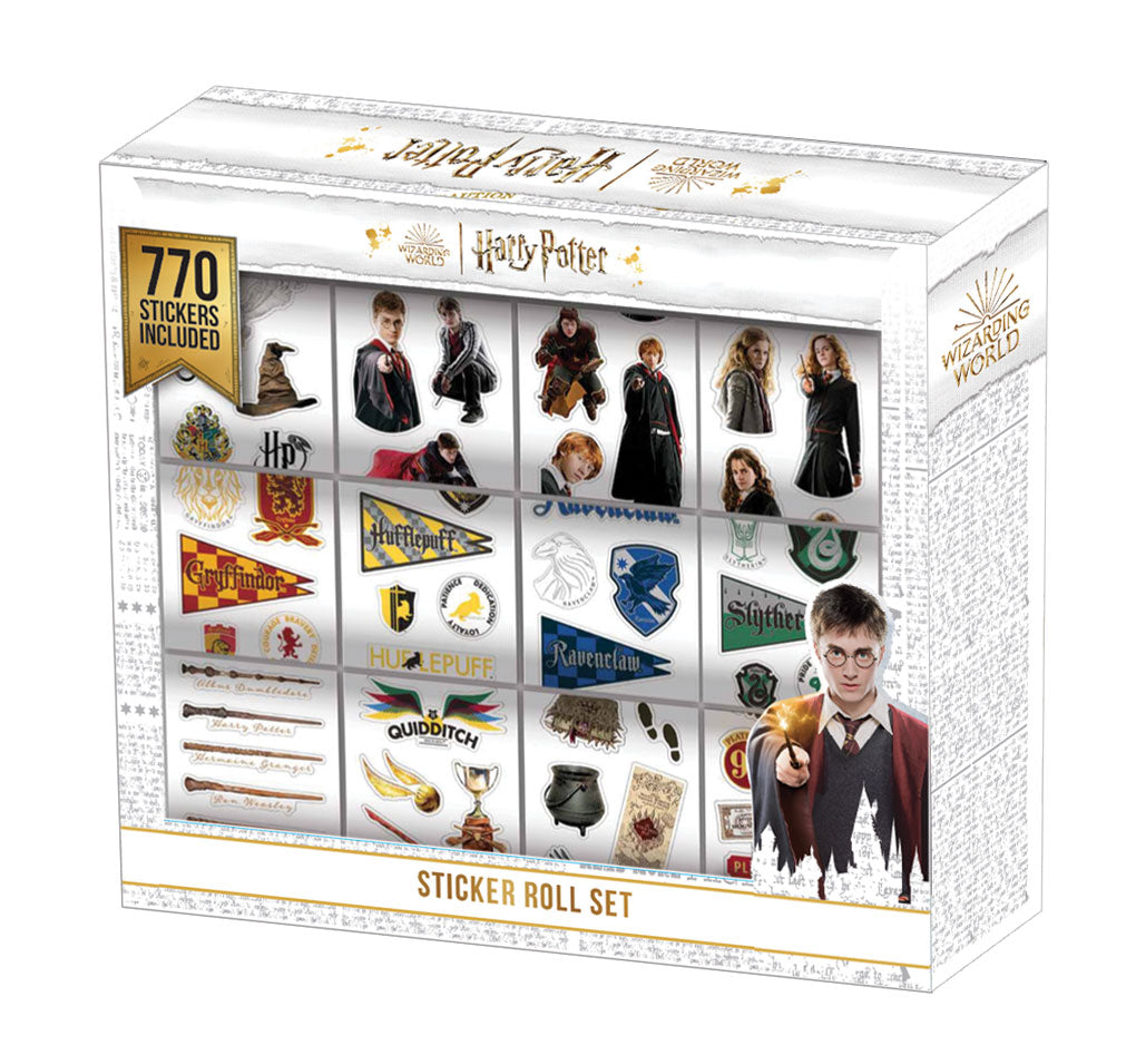 Caja con rollo de pegatinas de Harry Potter