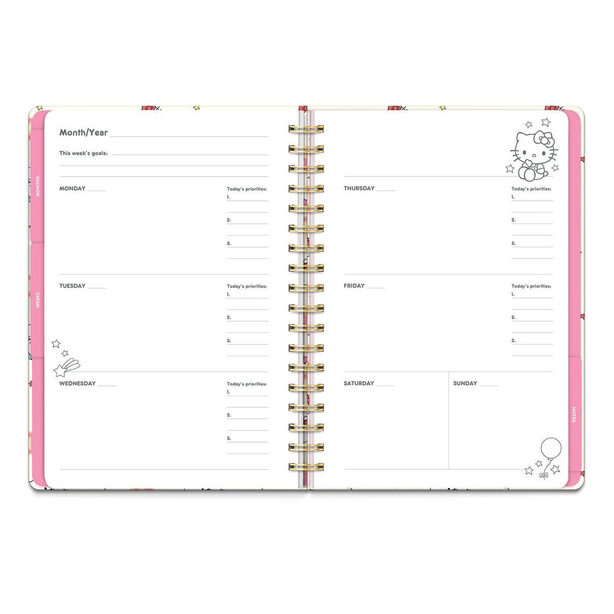Hello Kitty College Undated Tri-Tab Planner 12 Months