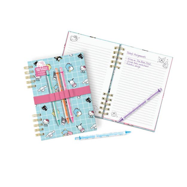 Hello Kitty and Friends Blue Grid Harper Notebook & Pen Set