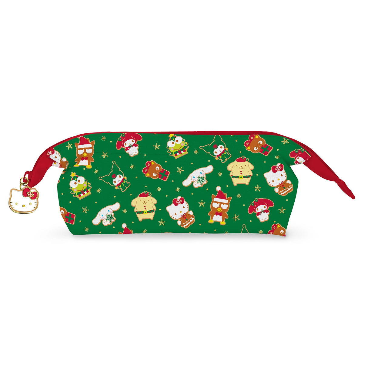Meet your new favorite stationery essential! Featuring a festive holiday Hello Kitty and Friends pattern, this perfectly sized pouch is the ideal home for your pens, pencils, and other small writing supplies. The smooth-glide zipper keeps everything secure, but the true showstopper is the irresistible Hello Kitty-shaped zipper charm! This pouch makes the perfect Christmas gift for students, coworkers, or any Hello Kitty fan!