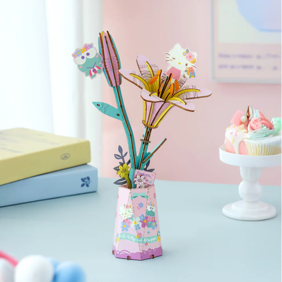 Build double the cuteness with this Sanrio DIY puzzle kit featuring Hello Kitty and Keroppi! Crafted from precision-cut natural wood, the pieces fit snugly without glue or tools-making assembly simple and fun.
With step-by-step instructions, it's a creative project for kids, adults, and Sanrio fans of all ages. Perfect as a relaxing craft, a family activity, or a gift that's as charming as the characters themselves.