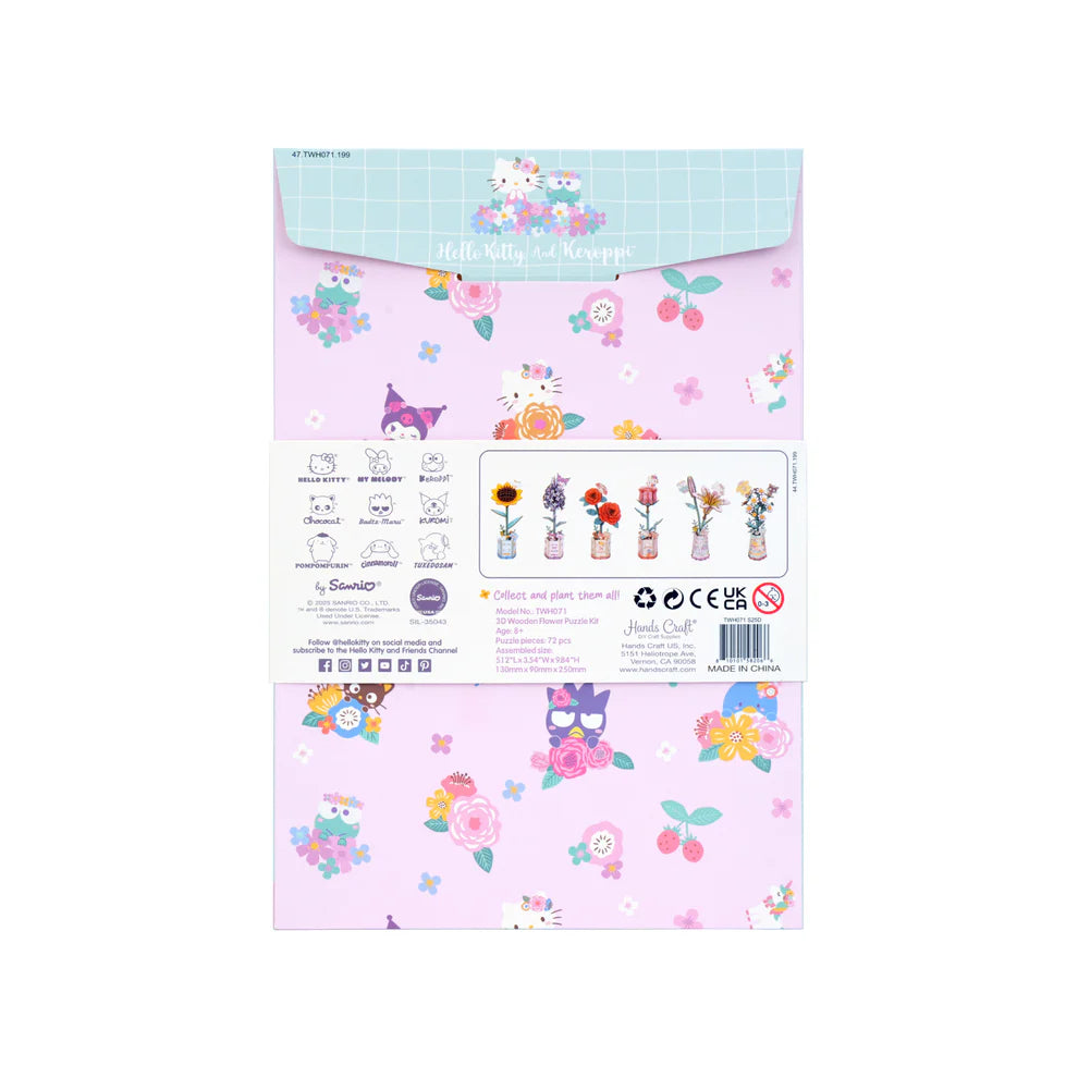 Build double the cuteness with this Sanrio DIY puzzle kit featuring Hello Kitty and Keroppi! Crafted from precision-cut natural wood, the pieces fit snugly without glue or tools-making assembly simple and fun.
With step-by-step instructions, it's a creative project for kids, adults, and Sanrio fans of all ages. Perfect as a relaxing craft, a family activity, or a gift that's as charming as the characters themselves.