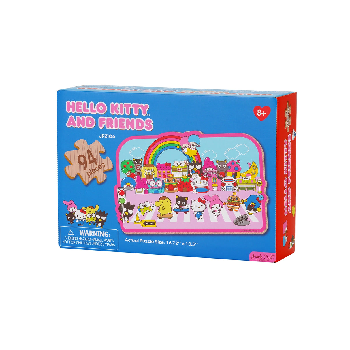 Discover joy with the Hello Kitty Wooden Jigsaw Puzzle: Street with Shops (94pcs). This officially licensed Sanrio product features iconic Hello Kitty in 94 vibrant wooden pieces. Crafted for durability and a seamless fit, it's a delightful challenge for fans of all ages 8+. Embrace positivity and bring Hello Kitty to life with this charming puzzle – perfect for relaxation and family fun. Display your completed masterpiece proudly and celebrate the timeless appeal of Hello Kitty.