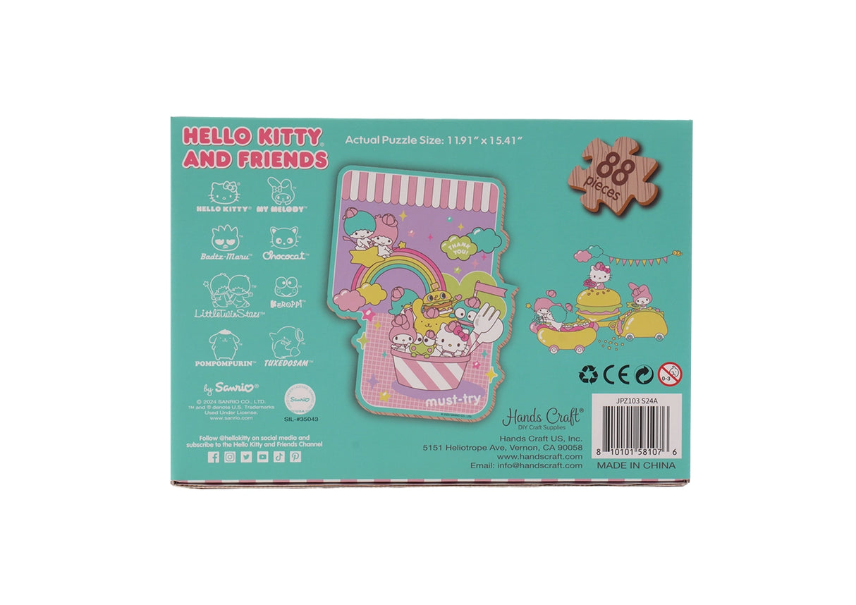 Discover the charm of Hello Kitty with our officially licensed Hello Kitty Wooden Jigsaw Puzzle: Sanrio Edition (88pcs). Crafted from high-quality wood, this puzzle features adorable Hello Kitty illustrations on 88 pieces. Perfect for fans of all ages 8+, it offers an engaging and entertaining puzzle-solving experience. Ideal for solo relaxation or quality time with loved ones, this puzzle will be a delightful addition to any Hello Kitty collection. Embrace the cuteness and nostalgia.