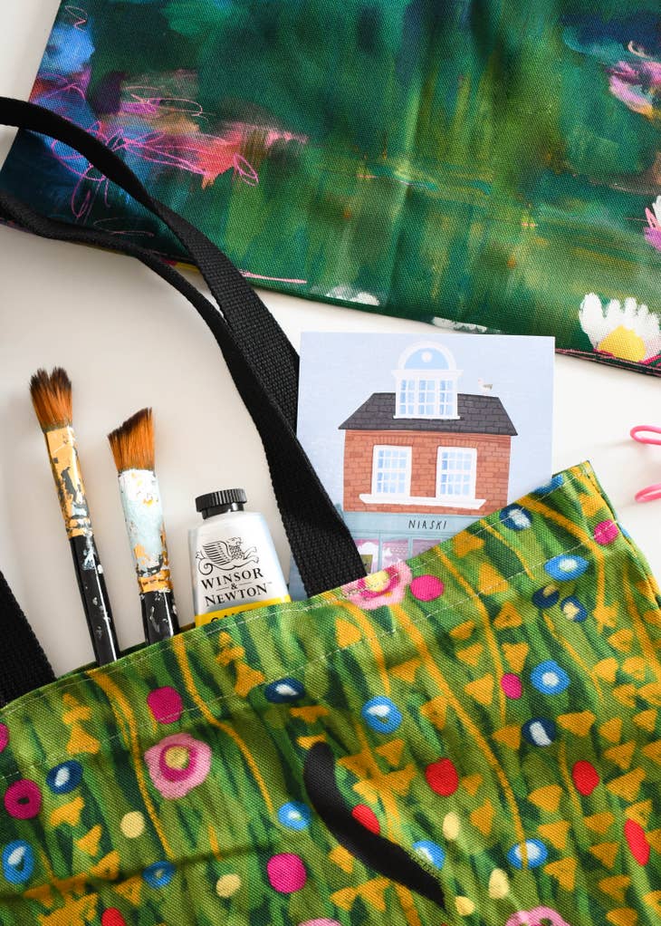 Hiding in A Klimt Garden Cat Artist Tote Bag