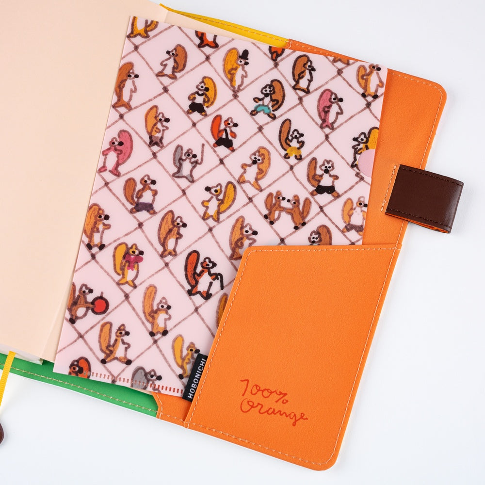 Hobonichi 100%ORANGE: Hobonichi Folder Set of 2 for A5 Size (Squirrel Squadron)
