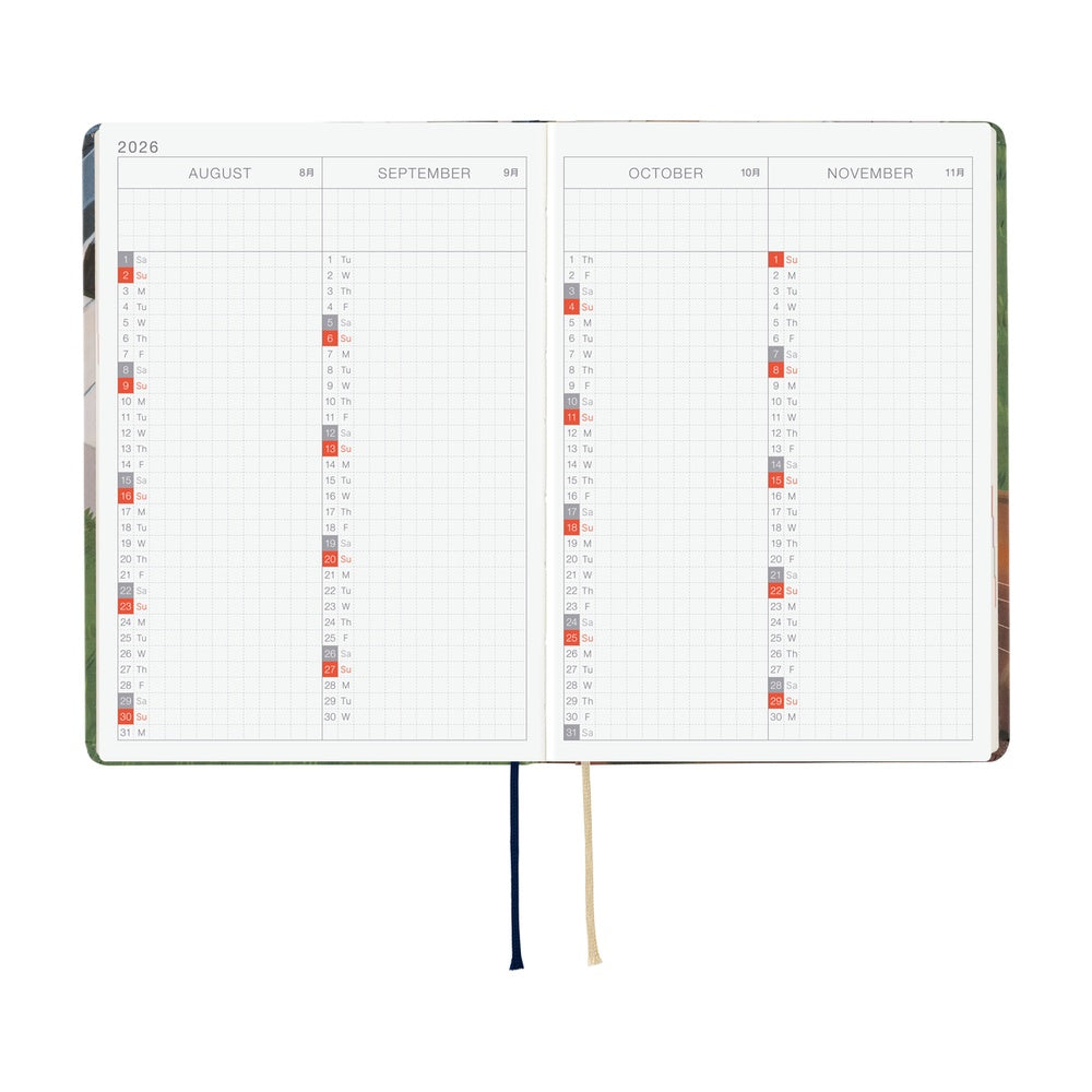 Open planner showing a two-page spread with dates and notes for August and September.
