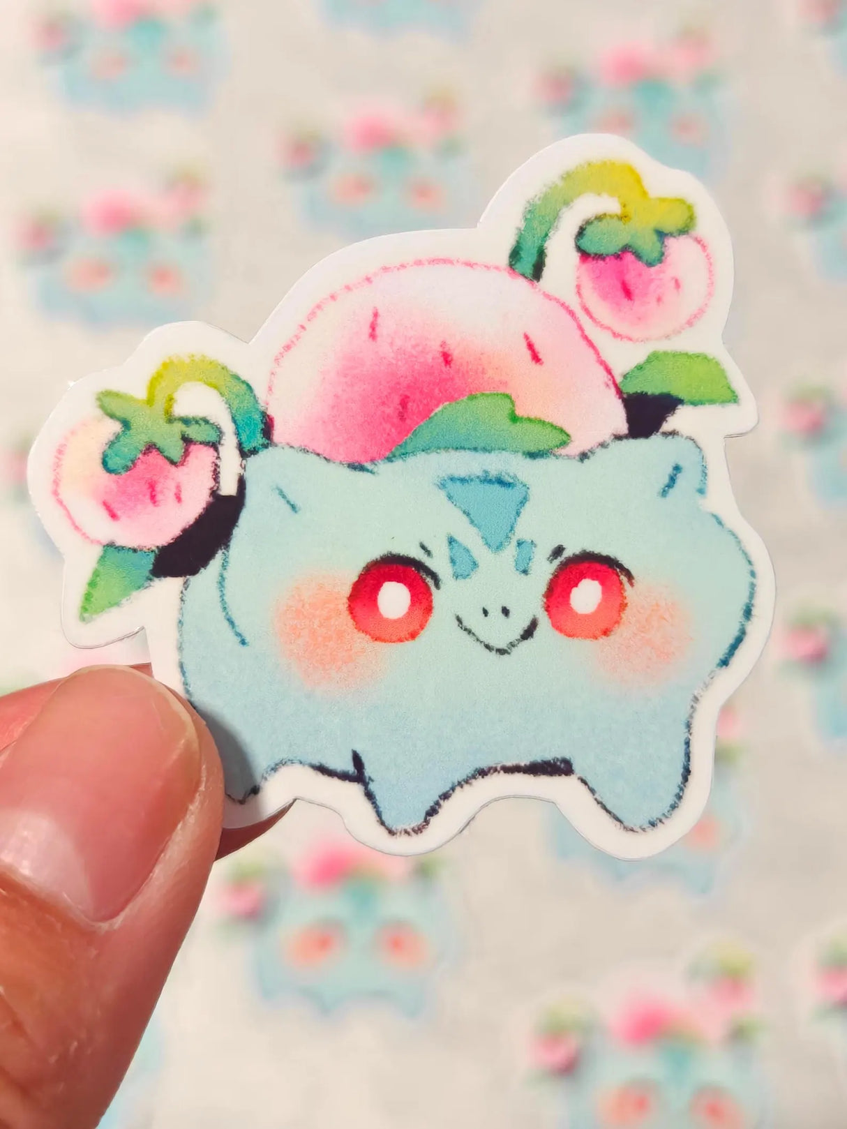 This is a glossy vinyl die-cut paper sticker, illustrated and made in-house by me. It's waterproof and ideal for decorating hard surfaces like laptops, water bottles, and phone cases, adding a cute touch to your belongings.
Material: premium glossy waterproof vinyl