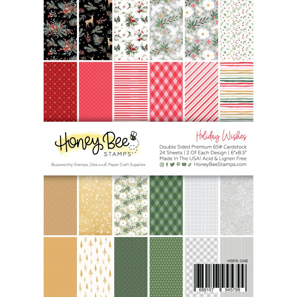 Spruce up your cards and paper crafts with our exclusive 6"x8.5" cardstock pads! Packed with charming traditional Christmas patterns, plus a sprinkle of rustic and modern styles, this paper pad offers 24 double-sided sheets featuring 24 coordinating designs. Printed on smooth satin finish 65# cover cardstock, it delivers a luxurious touch while being acid and lignin-free for lasting quality. Made with love in the USA!