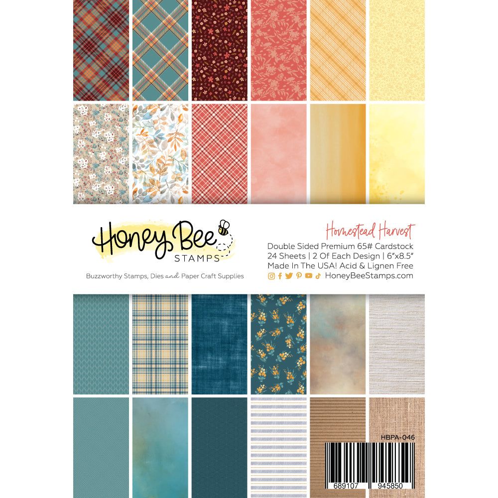 Honey Bee Stamps - Homestead Harvest Paper Pad 6x8.5 - 24 Double-Sided Sheets