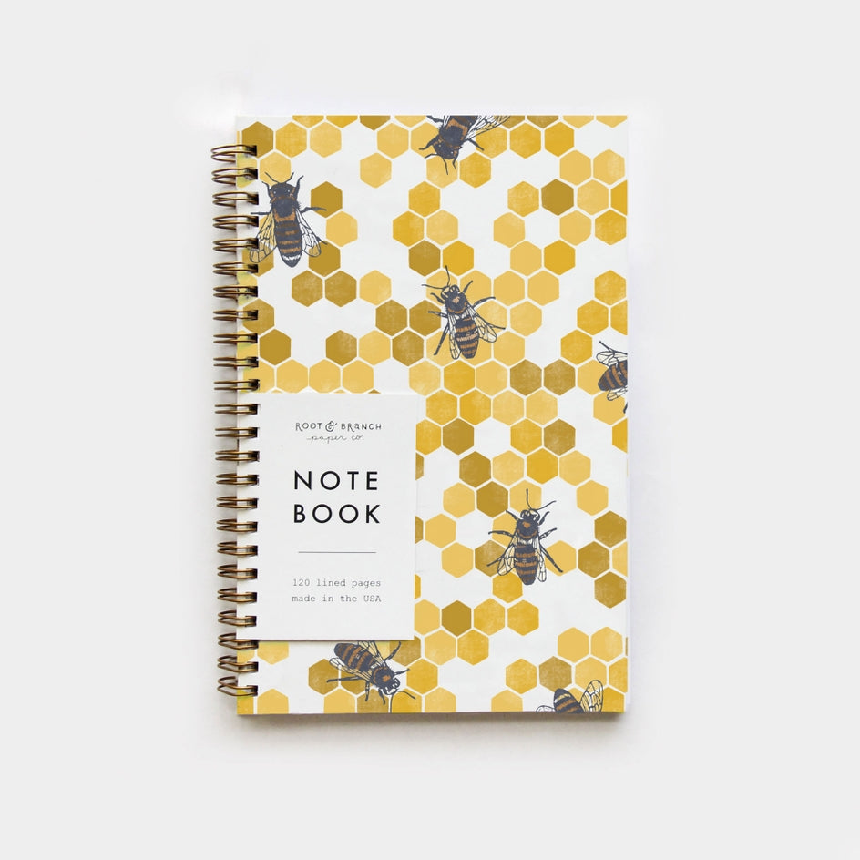 Cuaderno de espiral con diseño de abejas