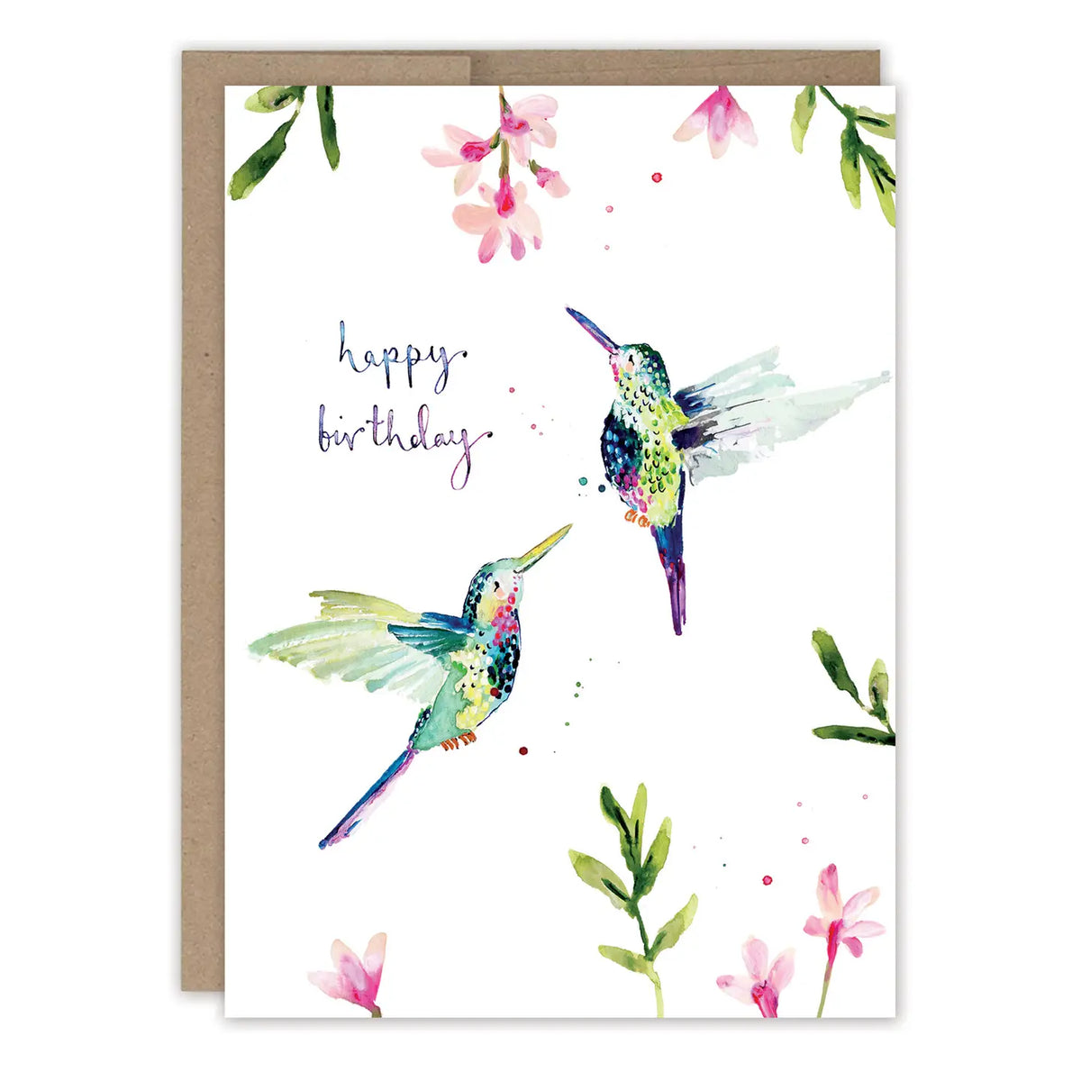 Hummingbirds Birthday Card
Inside verse: Sweet wishes for a delightful birthday
• Size: A6, 4.6" x 6.4"
• Illustrated by Louise Mulgrew
• Paired with a Kraft envelope
• Printed in the USA on high-quality recycled post-consumer waste paper
About The Artist: Working with gouache and watercolor, Louise designs in her tiny studio in Brighton, England, inspired by her love of all animals, and passion for the natural world. Louise was named 2023 Artist of the Year by the USA Greeting Card Association.