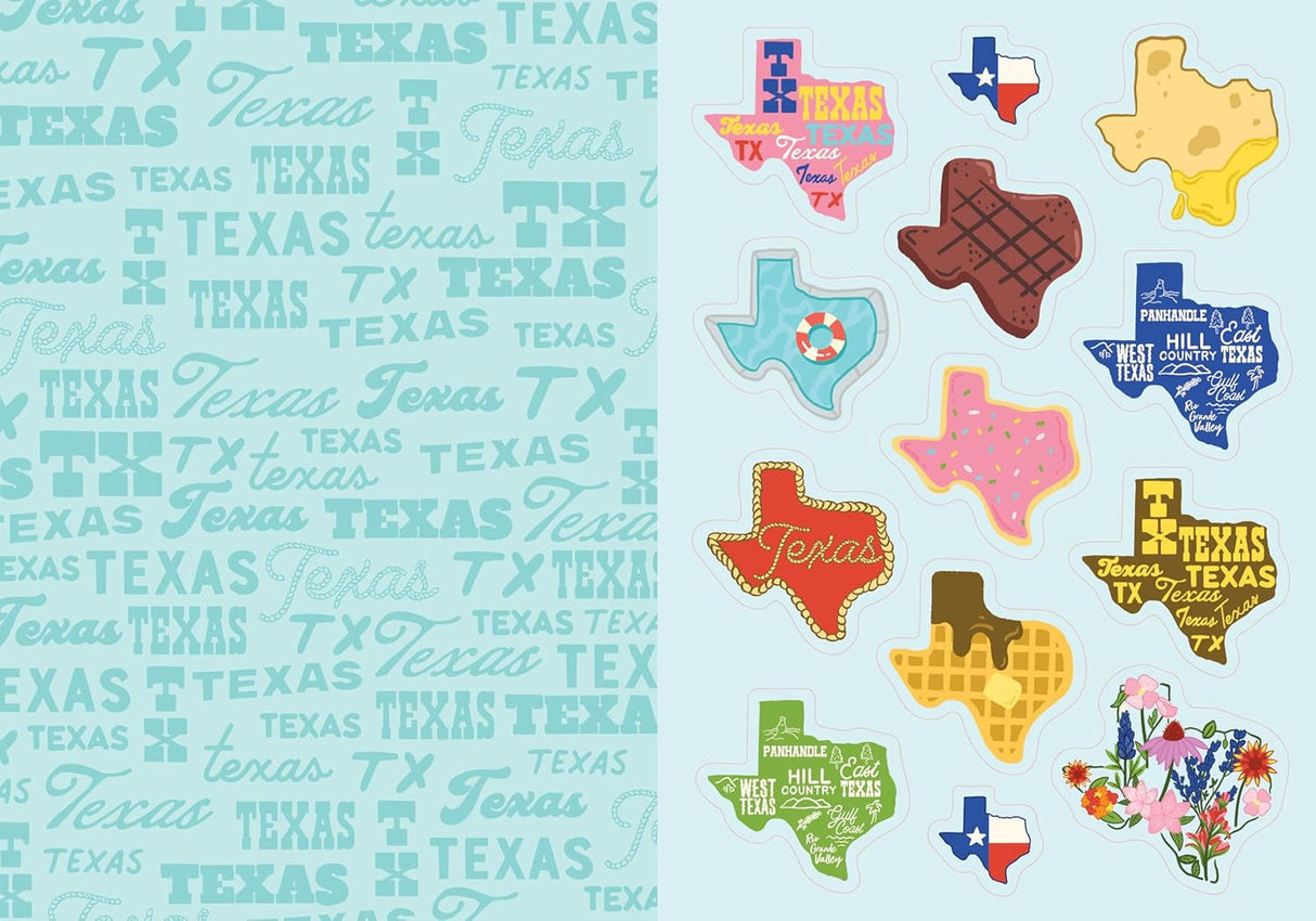 A visual love letter in stickers to Texas and its iconic food, landmarks, cities, and more. Cowboy boots and pickup trucks. Frito pie and game day. Hill Country, horned lizards, and beautiful bluebonnets. Declare your love for the Lone Star State with illustrated stickers that capture what's iconic about Texas, from famous landmarks like Cadillac Ranch and the Alamo, to cities big and small like Houston and El Paso. Because everyone knows: There’s no place like Texas.