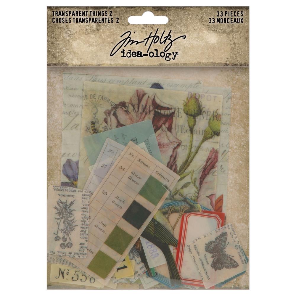 Unleash your creativity with Time Holtz Transparent Things 2 unique vintage transparent layers! Perfect for mixed media art projects, these layers offer a wide variety of designs, including birds, nature, and color swatches.