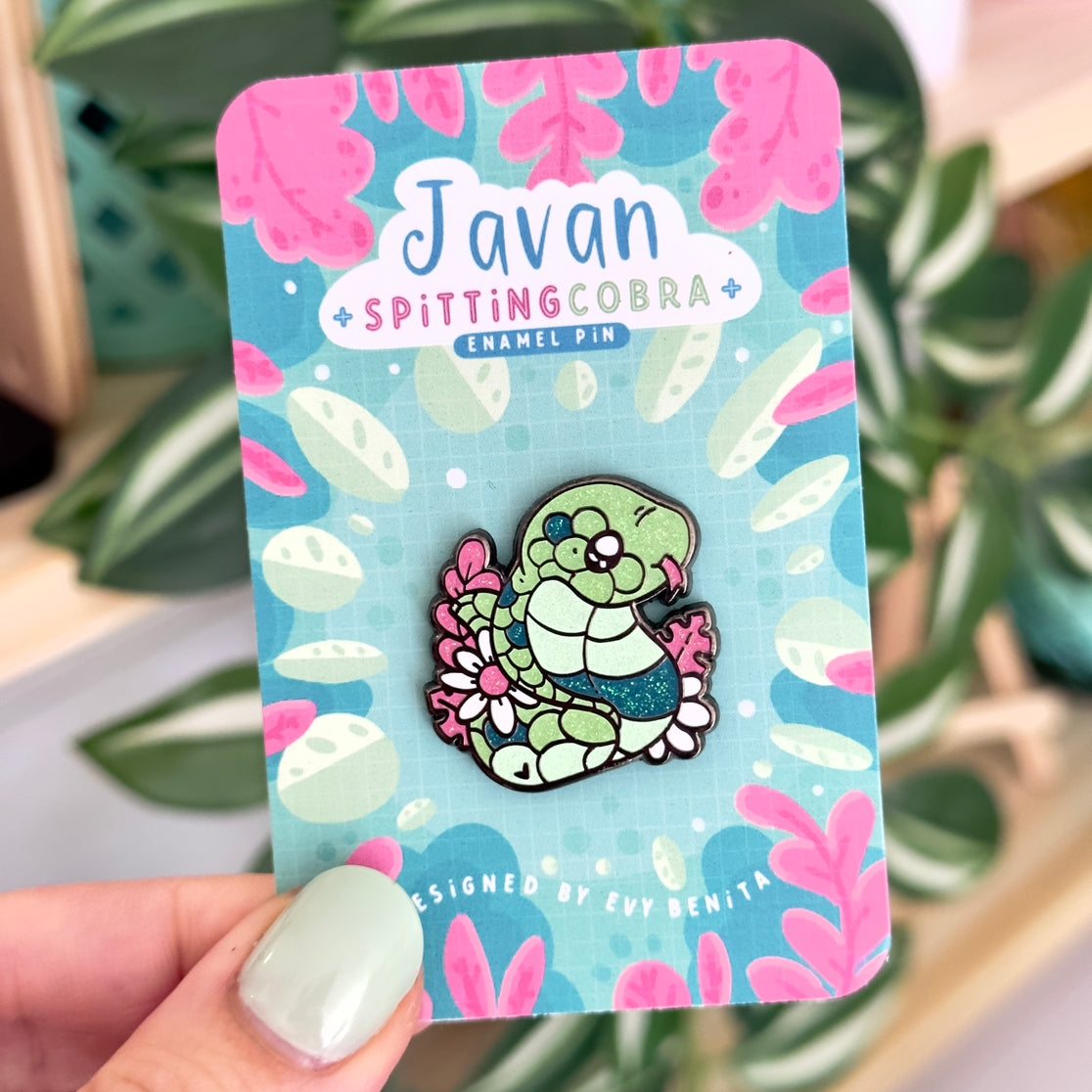 Javan Spitting Cobra Glitter Enamel Pin