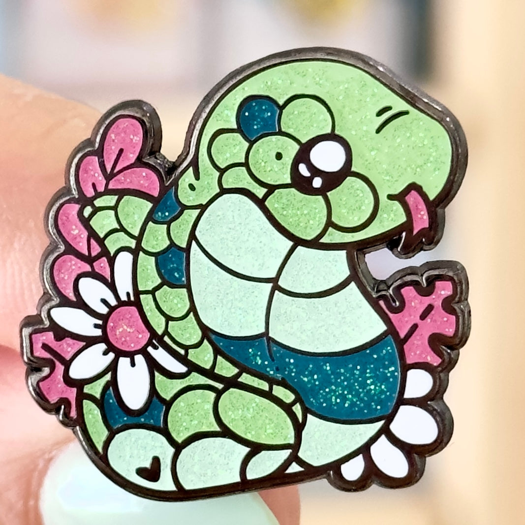 Javan Spitting Cobra Glitter Enamel Pin