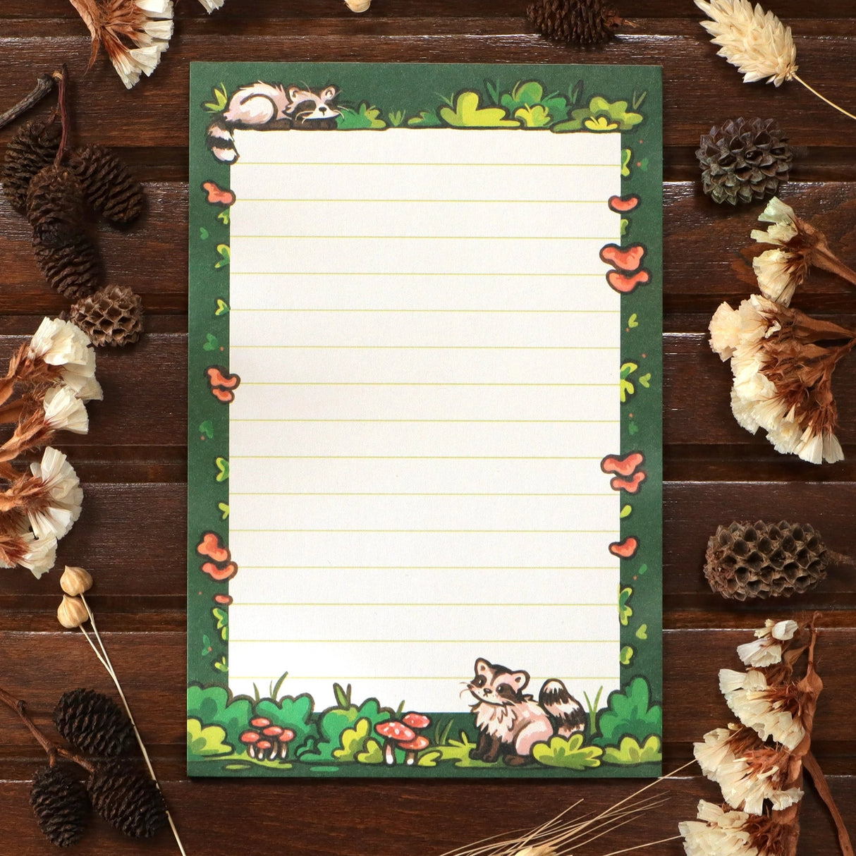 Three Notepad designs, featuring raccoons, mushroom guys, and pigeons Write your to-do lists, ideas, brainstorm - anything!
50 pages each
Size: 4"x6 