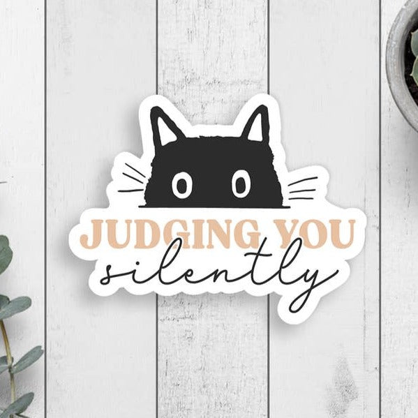 My Cat and I Judging You Silently Vinyl Sticker
