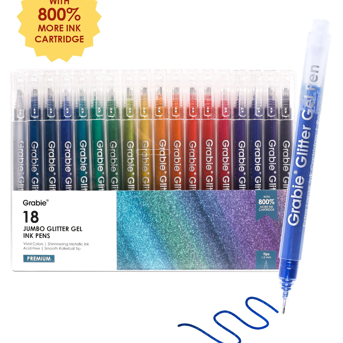 Grabie Jumbo Iridescent Glitter Gel Ink Pen - Set of 18 – Little