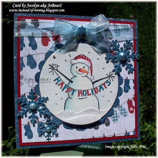 Sello de muñeco de nieve con felices fiestas