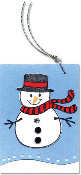 Sello de goma con muñeco de nieve y copos de nieve