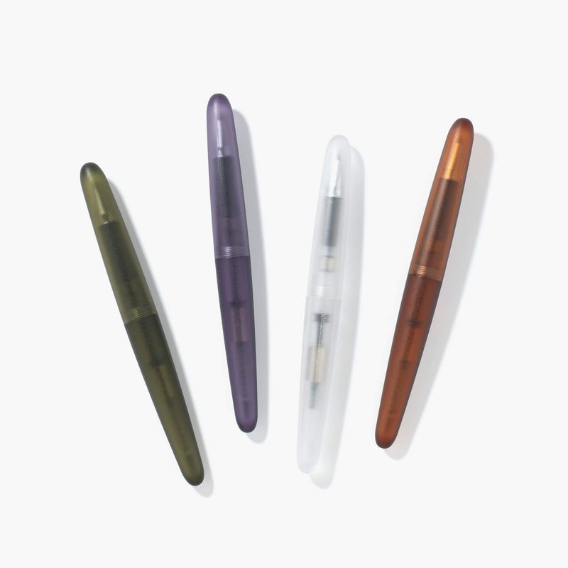 A pen that evokes the texture of frosted glass. Its translucency reveals the internal mechanism as an aesthetic feature. Careful consideration of form and colour palette ensures an elegant presence, even when not in use.
The pen is equipped with thoughtful functionality, including an extended grip section and a screw cap designed for quick access with minimal turns. The visible ink level allows for easy refills.
Available in a Fine and Medium nib
Includes converter
Steel nib