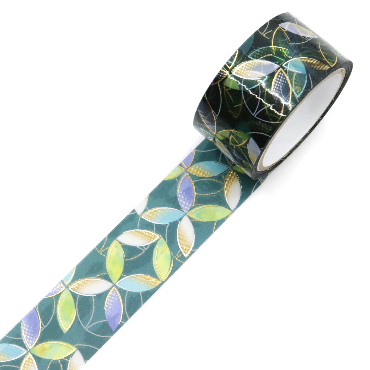 This clear tape captures the spirit of raden through delicate holographic accents and gold foil. Its luster drifts between hues like moonlight on water, expressing traditional Japanese beauty in a modern, ethereal form. A single strip brings the elegance of raden’s timeless radiance to your creative work.