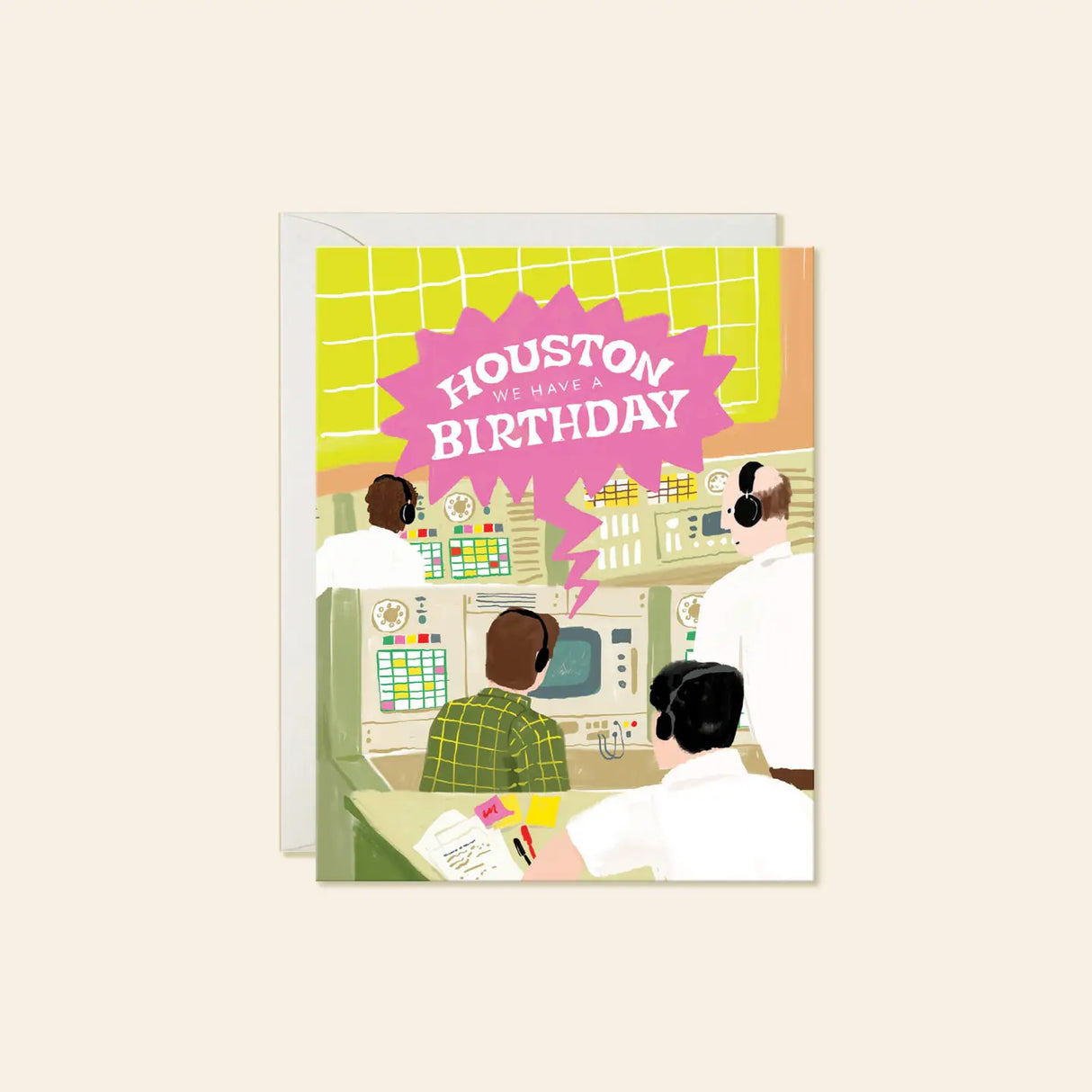 Karen Schipper Greeting Card - Houston, We Have A Birthday
Blast off into celebration mode with this retro-inspired space birthday card featuring a 1960s-style mission control scene and the cheeky message, “Houston, we have a birthday!” It’s a playful twist on a classic phrase that instantly grabs attention on a birthday card wall.
A2 folded card, 4.25" W × 5.5" L
Printed in full color on FSC® certified white cover paper
Blank interior
Single greeting card + euro-flap envelope
Packaged in cello sleeve
Pri