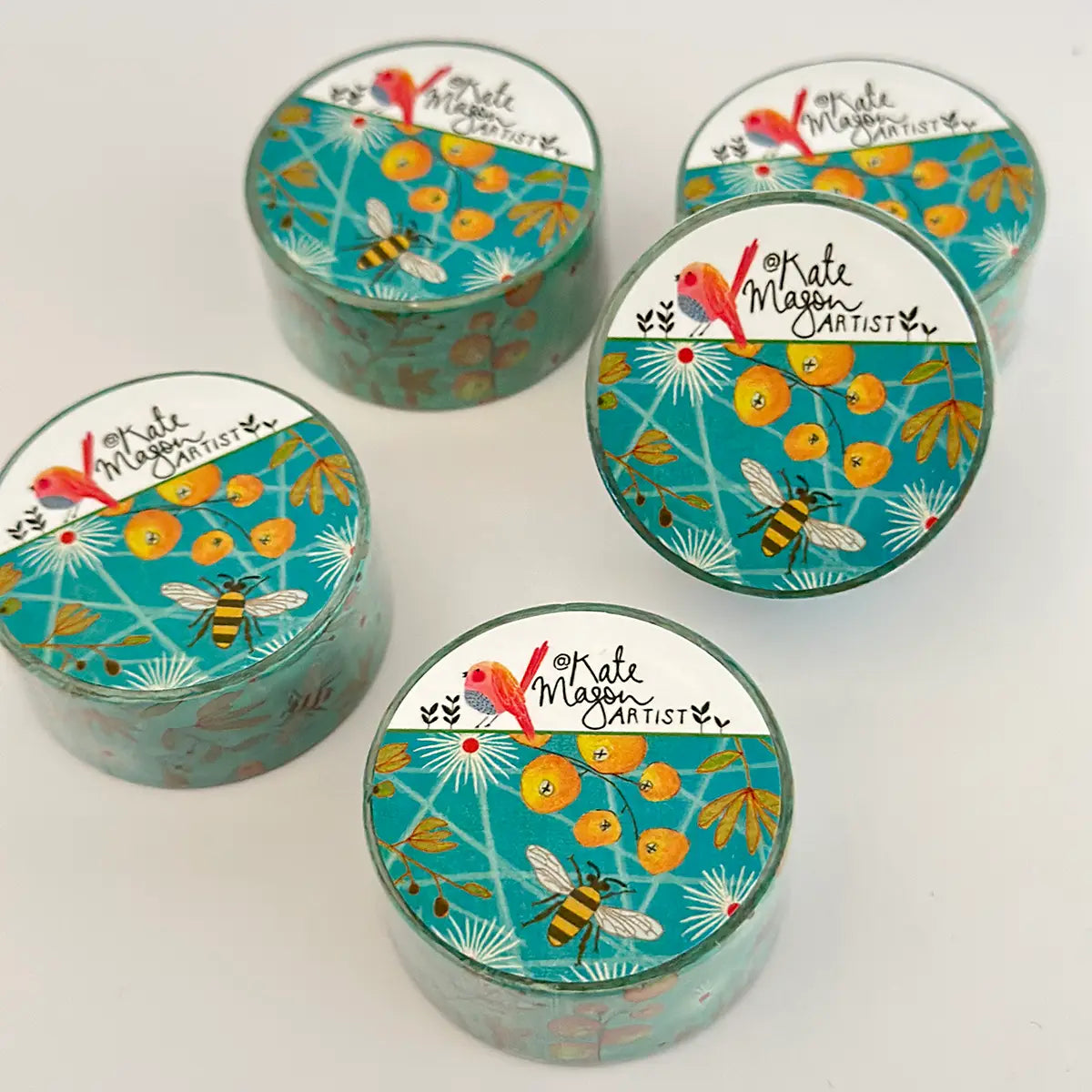 Kate Mason Bee Berries Aqua Washi Tape