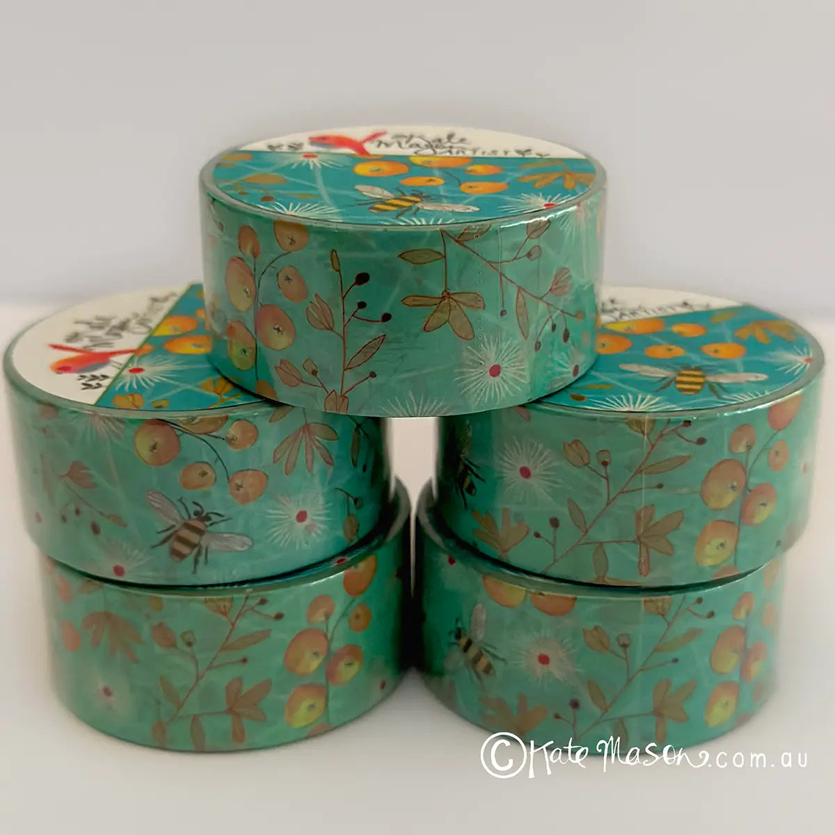 Kate Mason Bee Berries Aqua Washi Tape