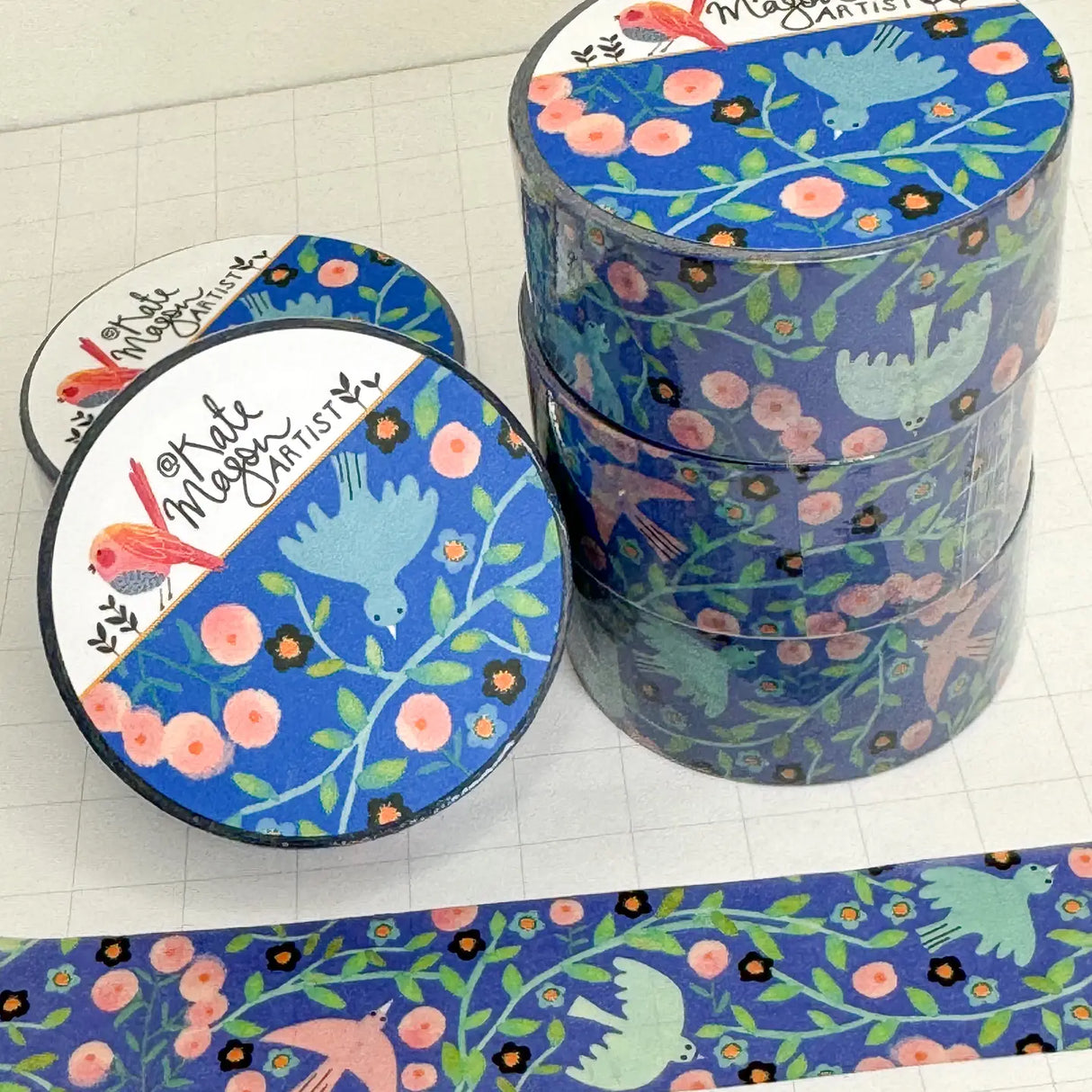 Kate Mason Bird Vine Blue Washi Tape