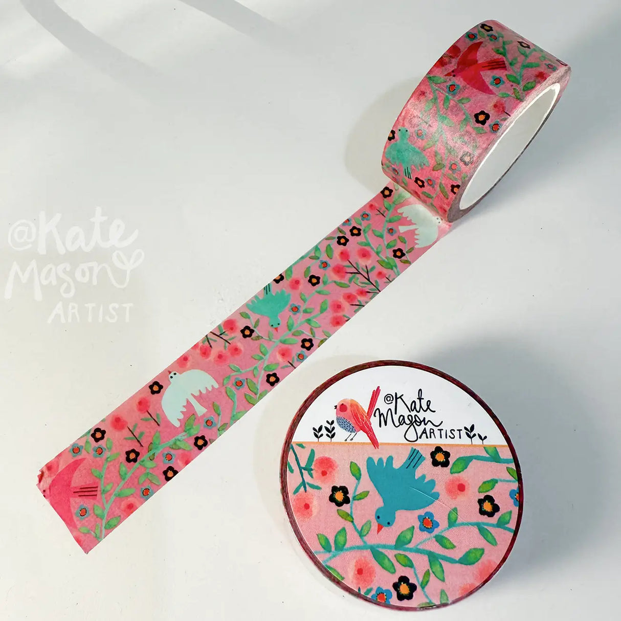 Kate Mason Bird Vine Pink Washi Tape