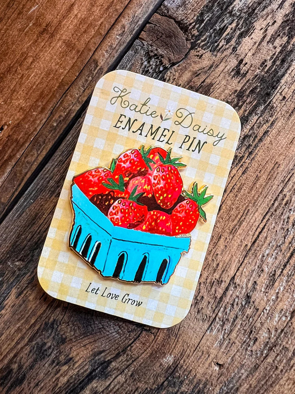 Strawberries Enamel Pin by Katie Daisy
A tiny treasure to pin on your jacket, tote, or favorite old flannel—each one a little love letter to country delights, small joys, and the art of noticing.