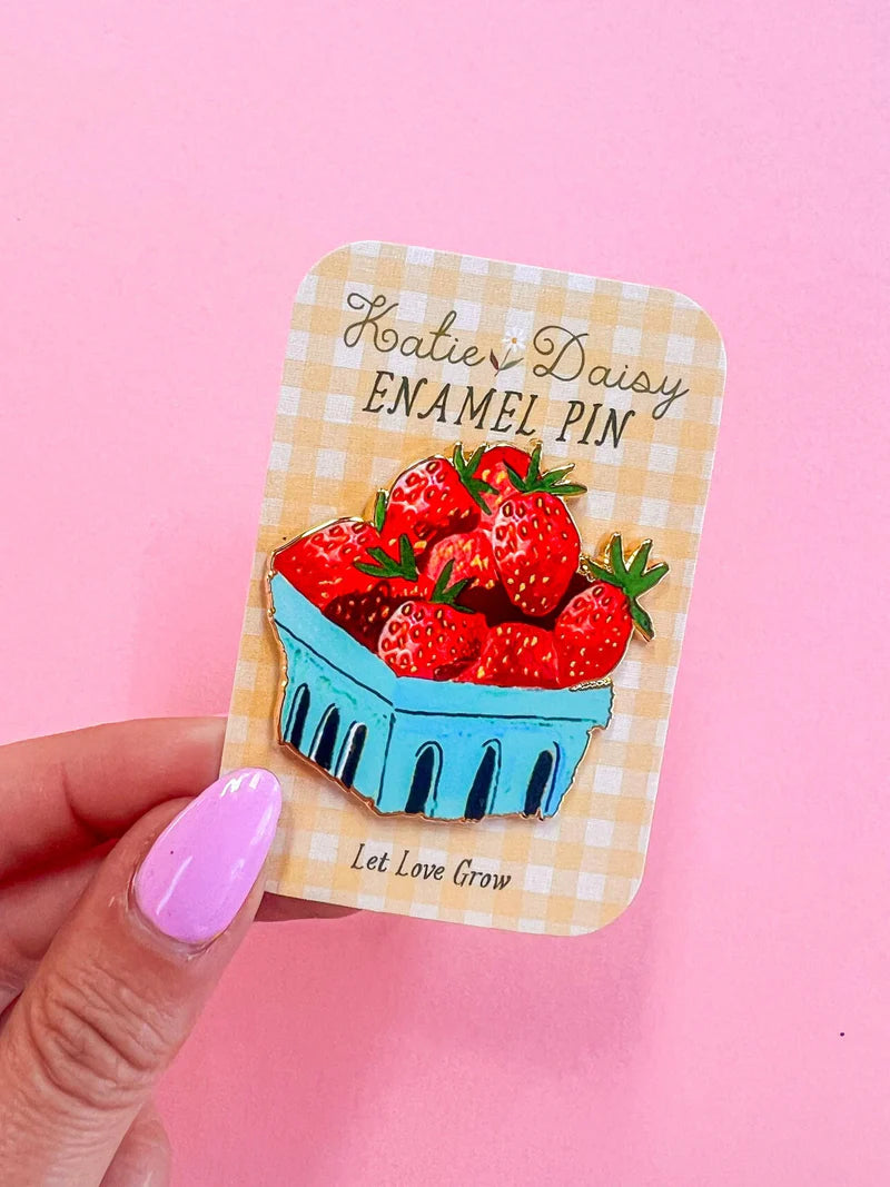 Strawberries Enamel Pin by Katie Daisy
A tiny treasure to pin on your jacket, tote, or favorite old flannel—each one a little love letter to country delights, small joys, and the art of noticing.