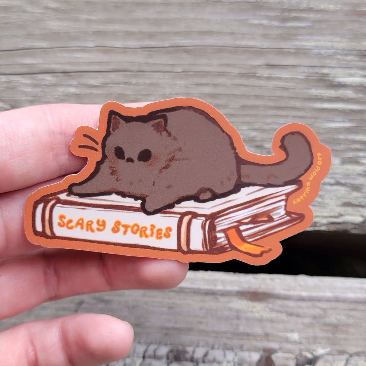 Katrina Wold Art - Halloween Kitty Vinyl Sticker - Scary Stories Book