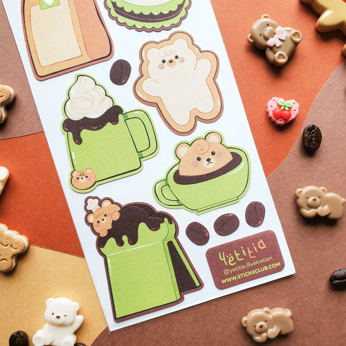 STICKII Kawaii Kuma Cafe Labels Sticker Sheet