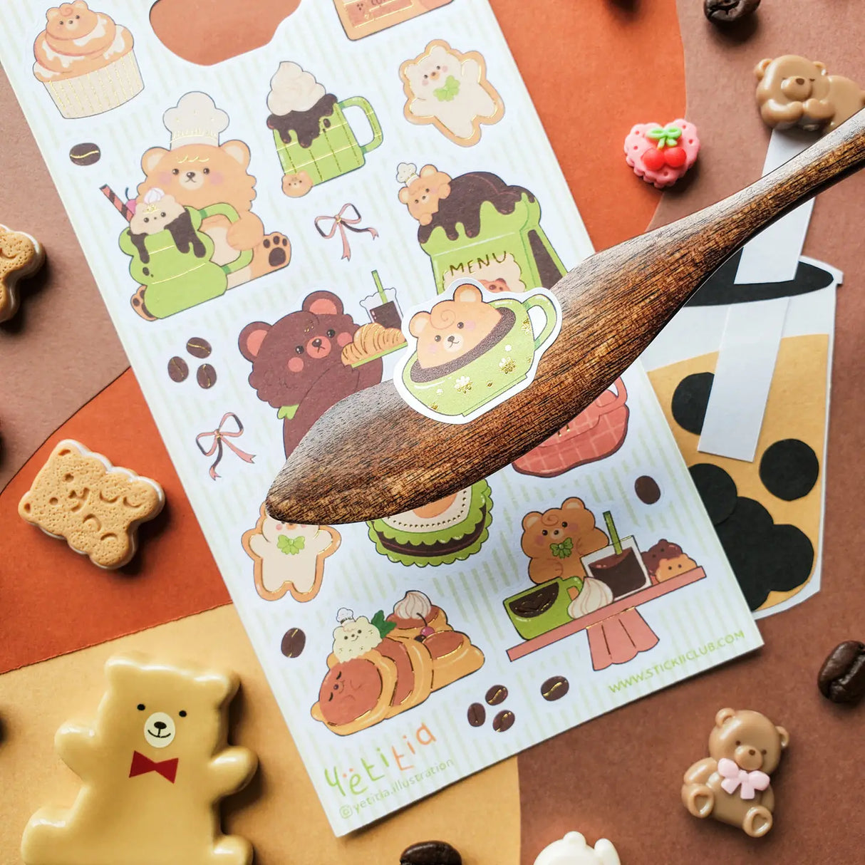 STICKII Kawaii Kuma Cafe Sticker Sheet